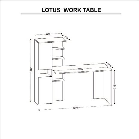 Scrivania Lotus in Truciolare Melaminico, Metallo, Bianco, Rovere, EPIKASA - 5