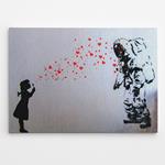 Stampa su Tela Banksy La Bambina e l''Astronauta, Tela in Poliestere, Cornice in Legno, Grigio, Nero, Rosso, EPIKASA