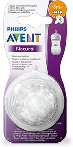 Philips Avent Allattamento Tettarelle Natural Flusso Abbondante, 3 Fori, 6+