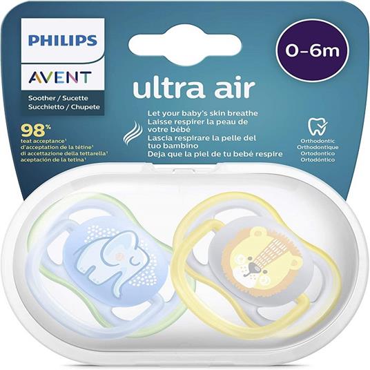 Philips Avent Ultra Air SCF085/01 Ciuccio 0-6 mesi Traspirante senza BPA  confezione da 2, colore: Bl - Skills In Healthcare Avent - Per la culla e  il passeggino - Giocattoli