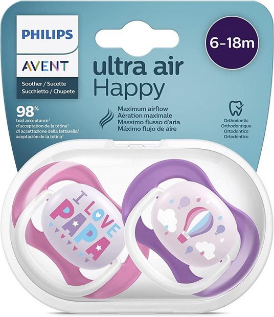 Philips Avent Succhietto Ciuccio Ultra Air in Silicone 6-18 Mesi Confezione  2 Pezzi Bambina - Skills In Healthcare Avent - Per la culla e il passeggino  - Giocattoli