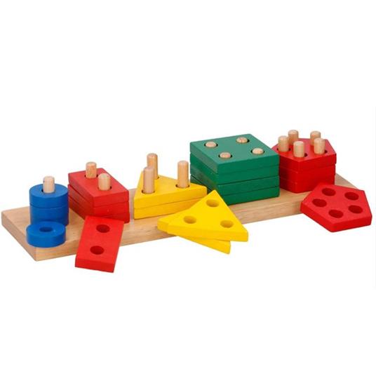 Costruzioni Incastro con Formine Giocattolo Bambini Legno 20pz Gioco Educativo