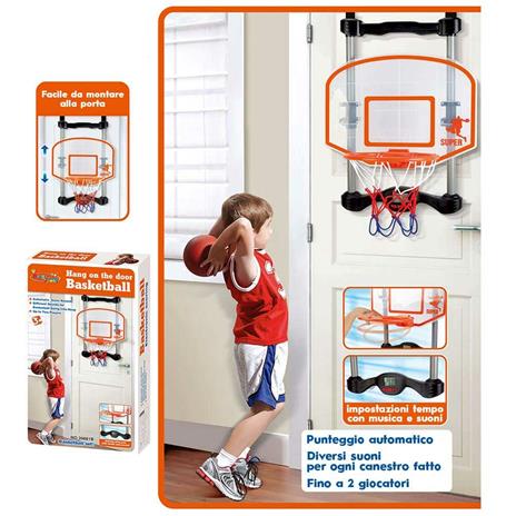 Basket Canestro da Porta per Bambini Segnapunti Digitale Musica Suoni e Pallone - 2