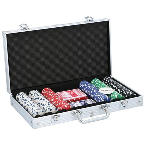 Set Valigetta Da Poker Confezione 300 Fiches 2 Mazzi Di Carte 5 Dadi E Gettone - 2