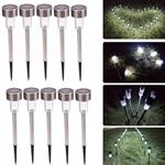 Set 10 Lampade Da Giardino Ricarica Solare Paletti Solari Tecnologia Led Luce Bianca