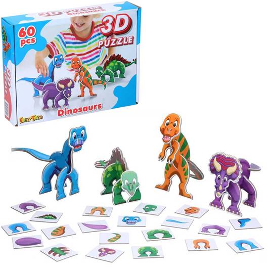 Puzzle 3D Dinosauri 60 pezzi Giocattolo per Bambini Gioco Educativo Bimbi - 2