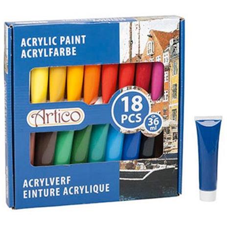 Pittura Acrilica Vernice Set 18 Pezzi Tubi Colori Assortiti Tubo 36 ml Artico - 2