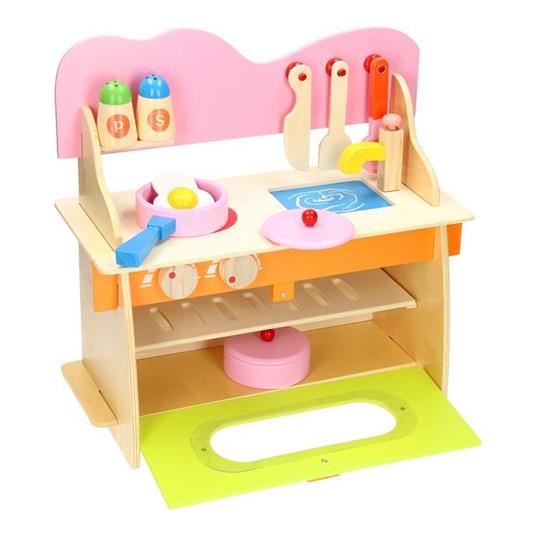 Cucina per Bambine Bimbe 10 Pezzi Gioco Giocattolo in Legno Kitchen Multicolore - 3