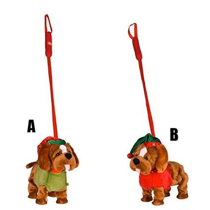 Peluche Cane Con Guinsaglio Natalizio Altezza 24 Cm Morbido Abito Rosso O Rosa