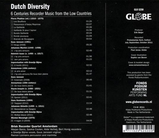 Dutch Diversity - CD Audio di Brisk Recorder Quartet-Marcel Beekman - 2