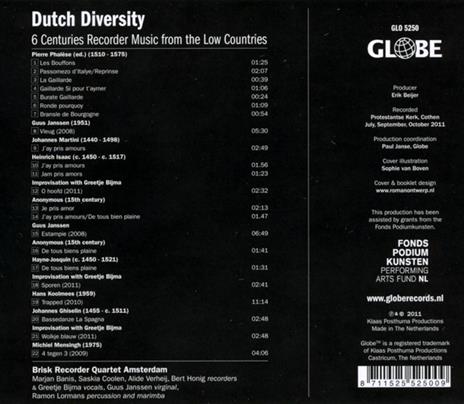 Dutch Diversity - CD Audio di Brisk Recorder Quartet-Marcel Beekman - 3