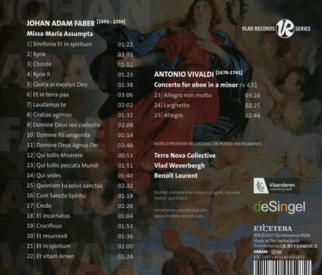 Missa Maria Assumpta / Concerto per oboe - CD Audio di Antonio Vivaldi,Johan Adam Faber - 2