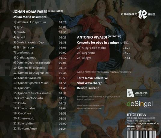 Missa Maria Assumpta / Concerto per oboe - CD Audio di Antonio Vivaldi,Johan Adam Faber - 2