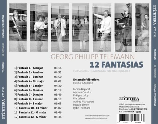 12 Fantasias For Flute, Arranged For Flute Quartet - CD Audio di Georg Philipp Telemann,Ensemble Vibrations - 2
