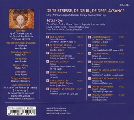 De tristesse, de deuil, de desplaysance - CD Audio di Tetraktys - 2