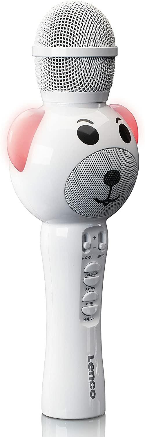 Lenco-BMC-060WH Microfono per Karaoke Bluetooth, Colore Bianco, BMC-060WH - 3