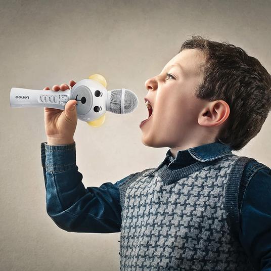 Lenco-BMC-060WH Microfono per Karaoke Bluetooth, Colore Bianco, BMC-060WH - 5