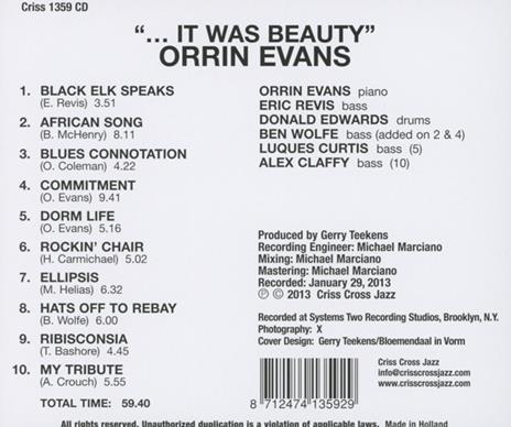 It Was Beauty - CD Audio di Orrin Evans - 2