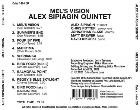 Mel S Vision - CD Audio di Alex Sipiagin - 2