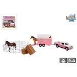Kids Globe Mitsubishi con Rimorchio per Cavalli e Accessori Rosa 27 cm