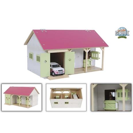 Kids Globe Scuderia con 2 Box per Cavalli e Ripostiglio 1:32 Rosa - 3