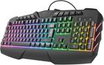 Trust Gaming 23916 Tastiera da gioco semi meccanica con layout UK GXT 881 ODYSS - Illuminazione LED multicolore, anti-ghosting, 10 tasti di accesso diretto, PC/Laptop