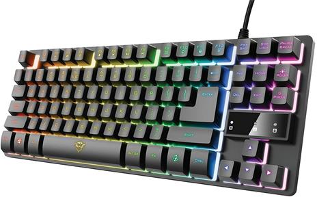 Trust Tastiera Gaming GXT 833 Thado, in Metallo con illuminazione LED Multicolore, Layout Italiano QWERTY, Design Compatto TKL (più piccolo del 20%), Anti-Ghosting, USB Plug & Play, PC/Computer