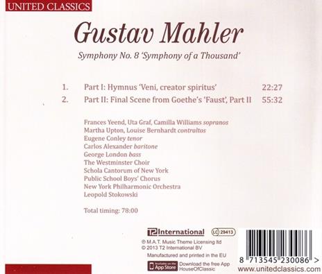 Sinfonia n.8 - CD Audio di Gustav Mahler,Leopold Stokowski - 2