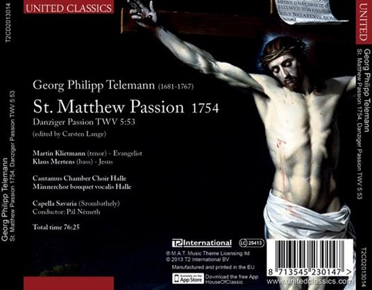Passione di San Matteo - CD Audio di Georg Philipp Telemann - 2
