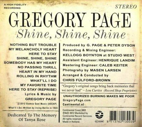 Shine, Shine, Shine - CD Audio di Gregory Page - 2