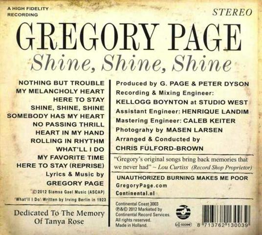 Shine, Shine, Shine - CD Audio di Gregory Page - 2