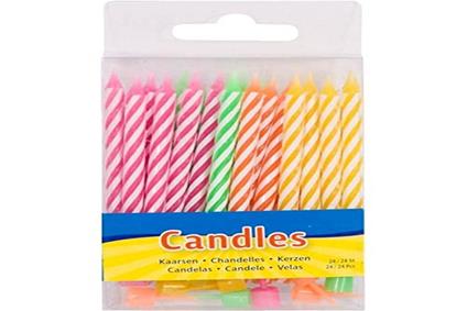 Folat: Candles Ass 2412 Holders. Confezione 24 Candele Colori Assortiti