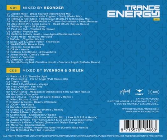 Trance Energy 2017 - CD Audio di Svenson & Gielen - 2