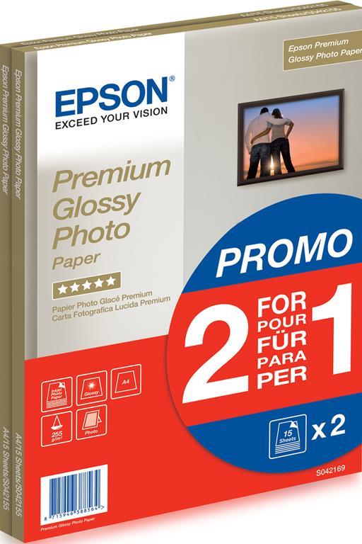 Epson Premium Glossy Photo Paper - A4 - 2x 15 Fogli carta fotografica