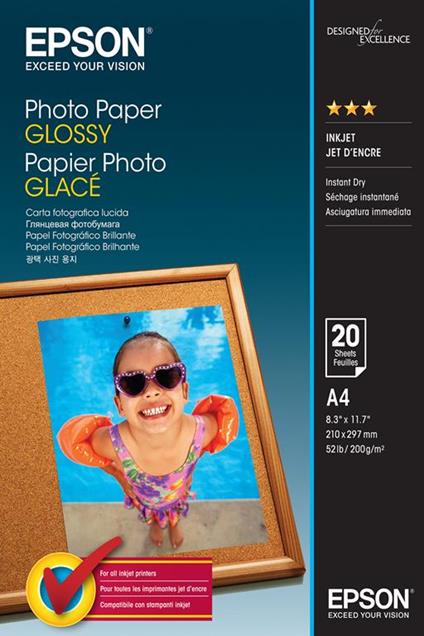 Epson Photo Paper Glossy - A4 - 20 Fogli carta fotografica