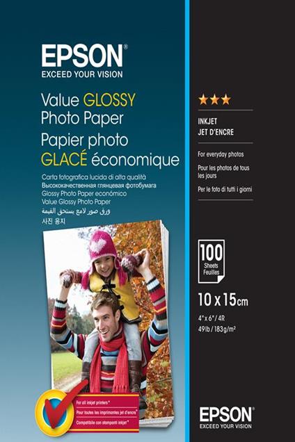 Epson Value Glossy Photo Paper - 10x15cm - 100 Fogli carta fotografica