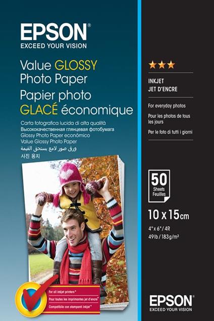 Epson Value Glossy Photo Paper - 10x15cm - 2x 20 Fogli carta fotografica