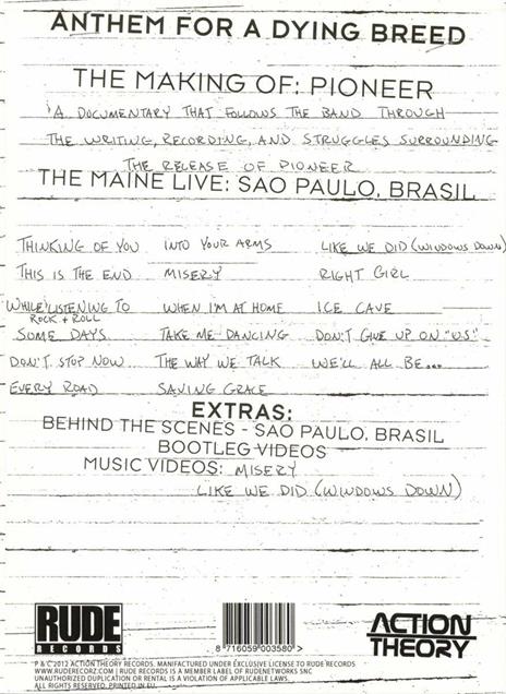 Anthem for a Dying Breed - CD Audio di Maine - 2