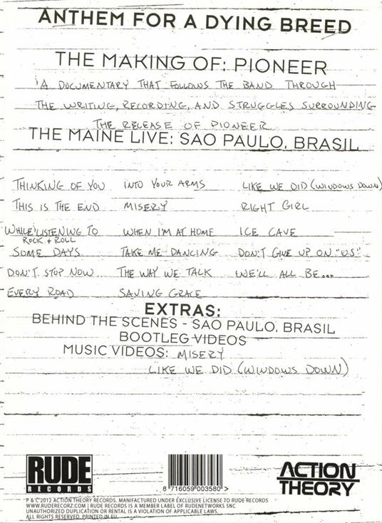 Anthem for a Dying Breed - CD Audio di Maine - 2