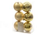 6 Palline Di Natale 8Cm Oro Chiaro Opaco/Lucido Addobbi Decoro Albero