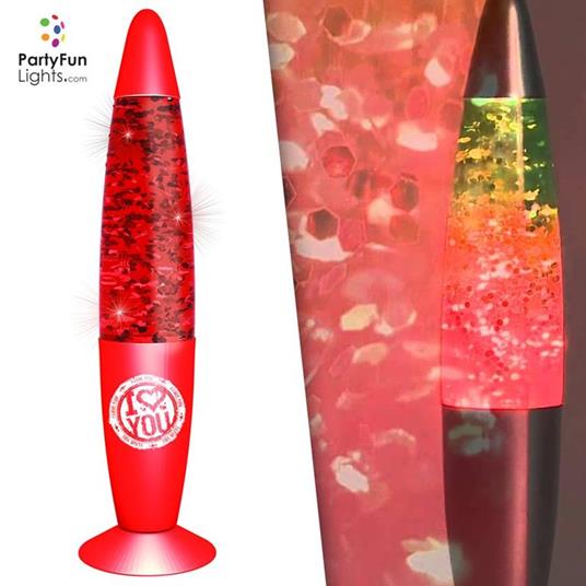 Lampada Glitter I Love You Luce A Led 20W Rosso