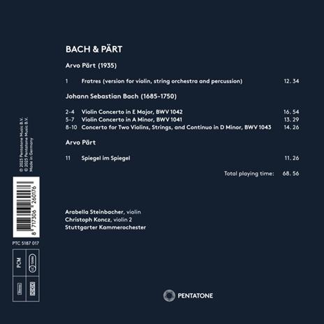 Bach & Pärt - CD Audio di Johann Sebastian Bach,Arvo Pärt,Arabella Steinbacher - 2