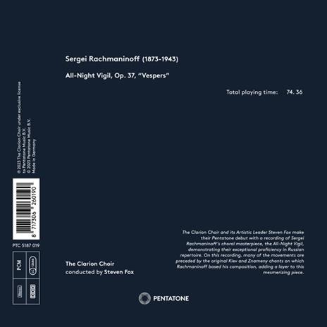 All Night Vigil (Vesper) - CD Audio di Sergei Rachmaninov,Clarion Choir - 2