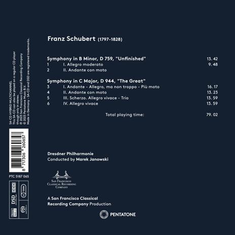 Symphonies Unfinished & Great - CD Audio di Franz Schubert,Marek Janowski,Dresdner Philharmonie - 2