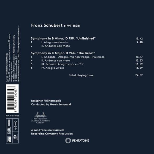 Symphonies Unfinished & Great - CD Audio di Franz Schubert,Marek Janowski,Dresdner Philharmonie - 2