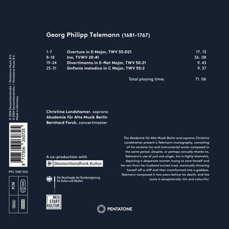 Ino & Late Works - CD Audio di Georg Philipp Telemann,Christina Landshamer - 2