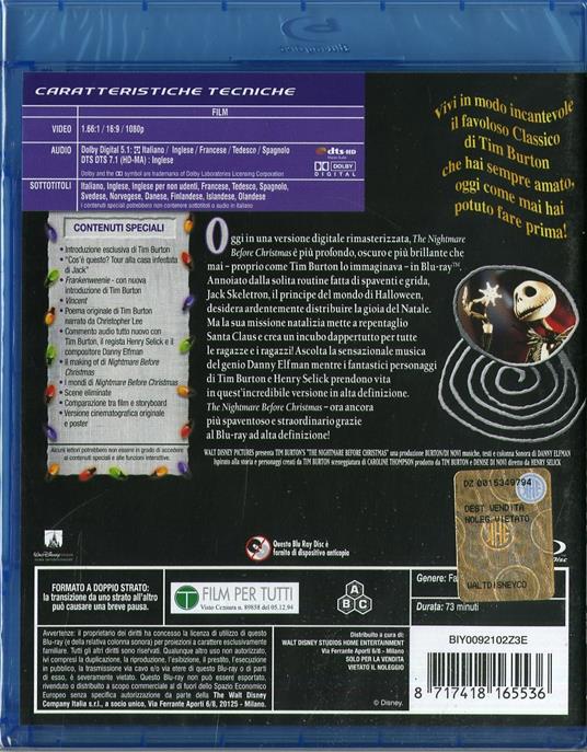 Nightmare Before Christmas di Henry Selick - Blu-ray - 2