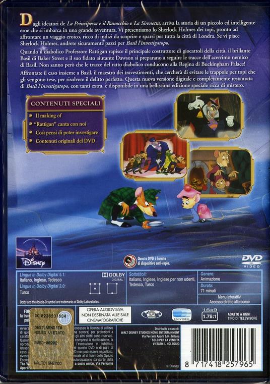 Basil l'Investigatopo<span>.</span> Edizione speciale di John Musker,Ron Clements,Dave Michener,Burny Mattinson - DVD - 2