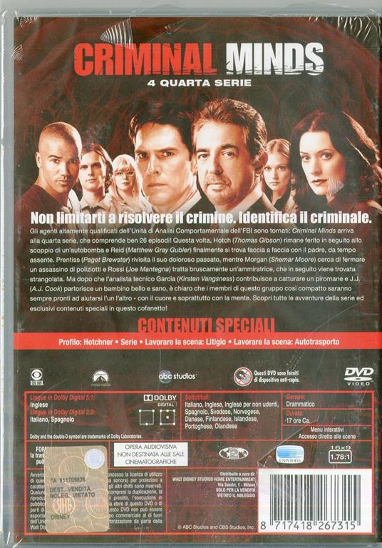 Criminal Minds. Stagione 4 (7 DVD) di Edward Allen Bernero,Glenn Kershaw,Félix Enríquez Alcalá - DVD - 2