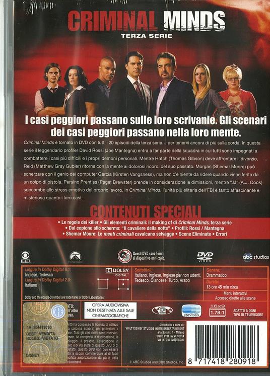 Criminal Minds. Stagione 3 (5 DVD) di Gloria Muzio,Edward Allen Bernero,Félix Enríquez Alcalá - DVD - 2